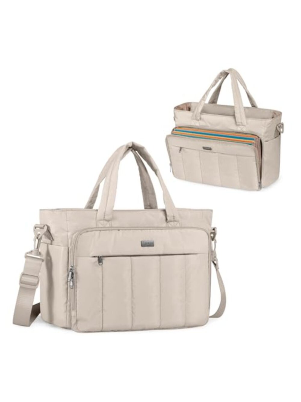 Luxja Lightweight Puffy Tote Bag with Accordion File Pocket